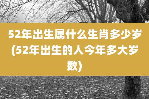 52年出生属什么生肖多少岁(52年出生的人今年多大岁数)