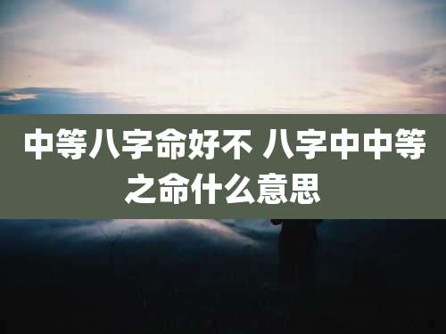 中等八字命好不 八字中中等之命什么意思