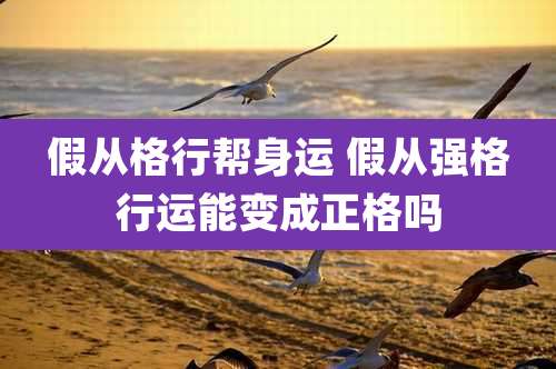 假从格行帮身运 假从强格行运能变成正格吗