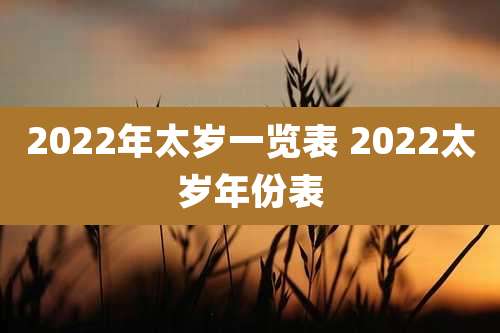 2022年太岁一览表 2022太岁年份表