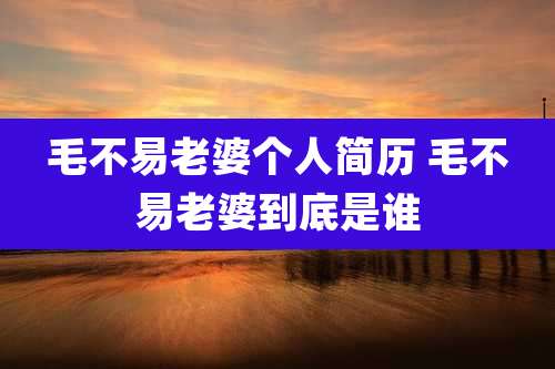 毛不易老婆个人简历 毛不易老婆到底是谁
