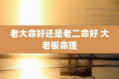 老大命好还是老二命好 大老板命理