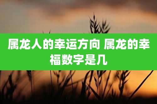 属龙人的幸运方向 属龙的幸福数字是几
