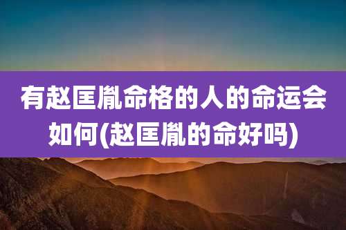 有赵匡胤命格的人的命运会如何(赵匡胤的命好吗)