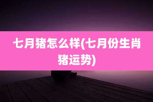 七月猪怎么样(七月份生肖猪运势)