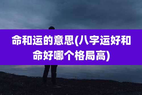 命和运的意思(八字运好和命好哪个格局高)