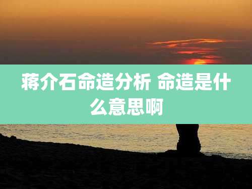 ***命造分析 命造是什么意思啊