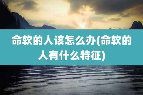 命软的人该怎么办(命软的人有什么特征)