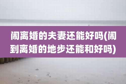 闹离婚的夫妻还能好吗(闹到离婚的地步还能和好吗)