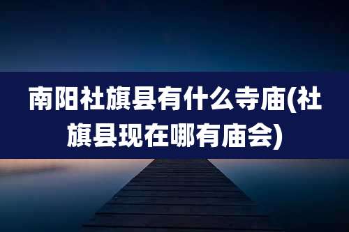 南阳社旗县有什么寺庙(社旗县现在哪有庙会)