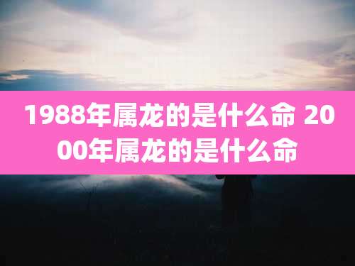 1988年属龙的是什么命 2000年属龙的是什么命