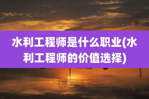 水利工程师是什么职业(水利工程师的价值选择)