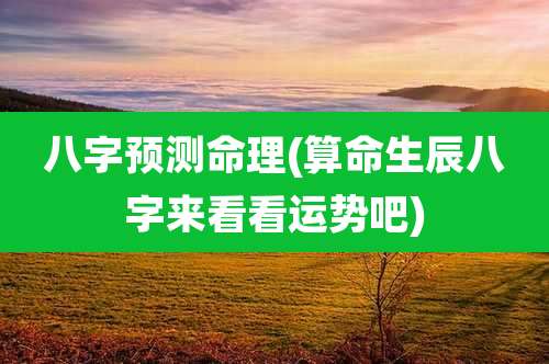 八字预测命理(算命生辰八字来看看运势吧)