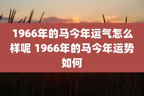 1966年的马今年运气怎么样呢 1966年的马今年运势如何