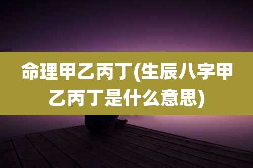 命理甲乙丙丁(生辰八字甲乙丙丁是什么意思)