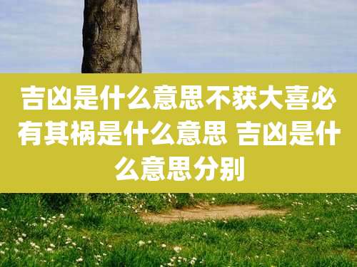 吉凶是什么意思不获大喜必有其祸是什么意思 吉凶是什么意思分别