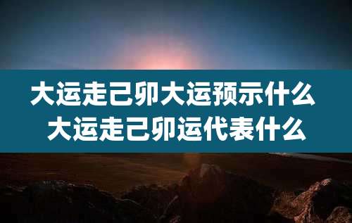 大运走己卯大运预示什么 大运走己卯运代表什么