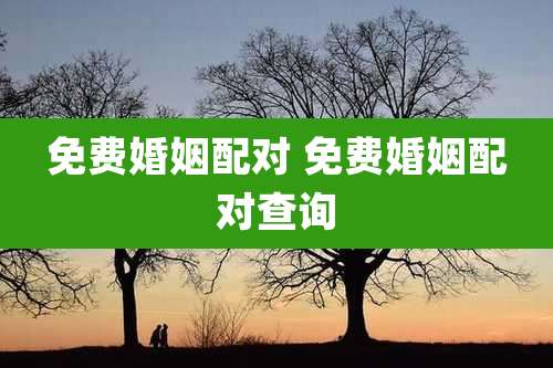 免费婚姻配对 免费婚姻配对查询
