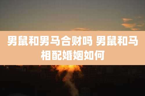 男鼠和男马合财吗 男鼠和马相配婚姻如何