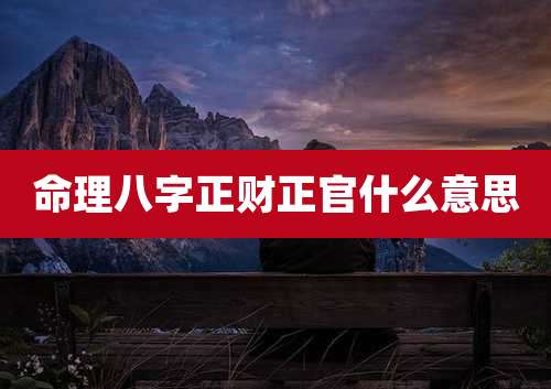 命理八字正财正官什么意思