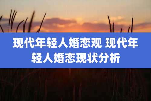 现代年轻人婚恋观 现代年轻人婚恋现状分析