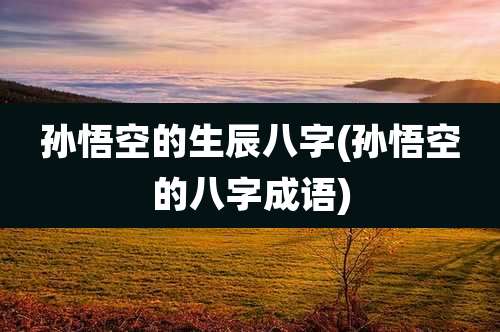 孙悟空的生辰八字(孙悟空的八字成语)