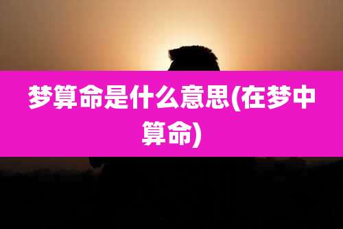 梦算命是什么意思(在梦中算命)