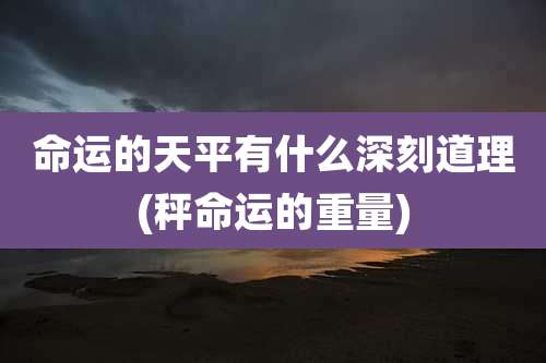 命运的天平有什么深刻道理(秤命运的重量)