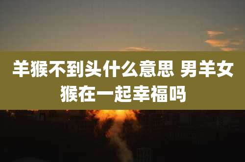 羊猴不到头什么意思 男羊女猴在一起幸福吗