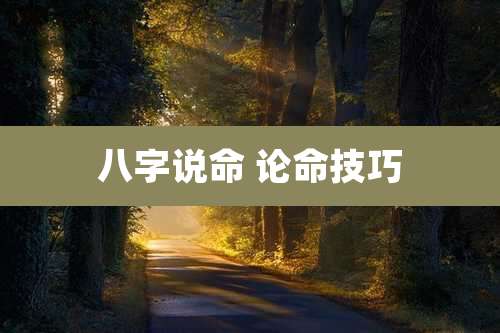 八字说命 论命技巧