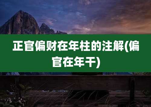 正官偏财在年柱的注解(偏官在年干)