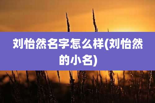 刘怡然名字怎么样(刘怡然的小名)