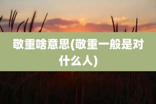 敬重啥意思(敬重一般是对什么人)