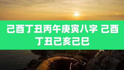 己酉丁丑丙午庚寅八字 己酉丁丑己亥己巳