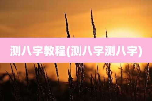 测八字教程(测八字测八字)