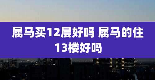 属马买12层好吗 属马的住13楼好吗