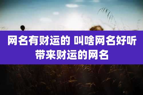 网名有财运的 叫啥网名好听带来财运的网名