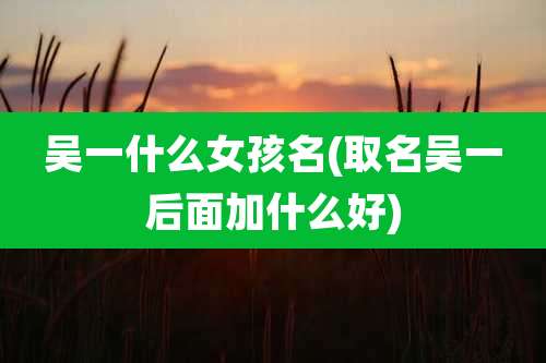吴一什么女孩名(取名吴一后面加什么好)