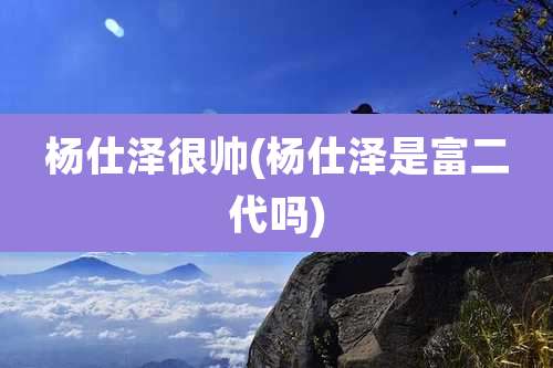 杨仕泽很帅(杨仕泽是富二代吗)