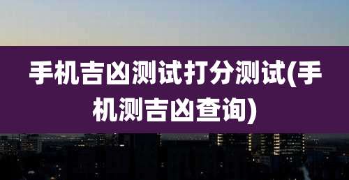 手机吉凶测试打分测试(手机测吉凶查询)