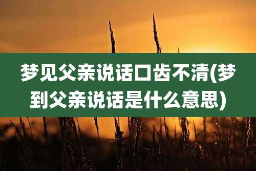 梦见父亲说话口齿不清(梦到父亲说话是什么意思)