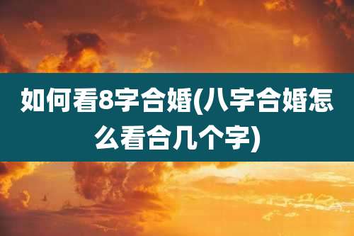 如何看8字合婚(八字合婚怎么看合几个字)