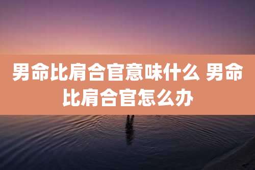 男命比肩合官意味什么 男命比肩合官怎么办