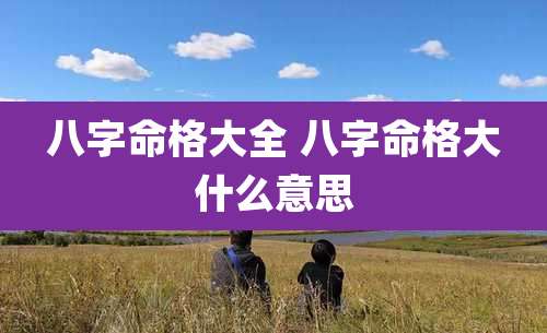 八字命格大全 八字命格大什么意思