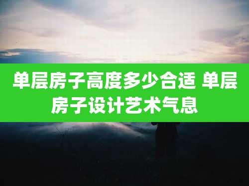 单层房子高度多少合适 单层房子设计艺术气息