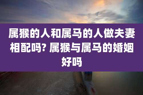 属猴的人和属马的人做夫妻相配吗? 属猴与属马的婚姻好吗