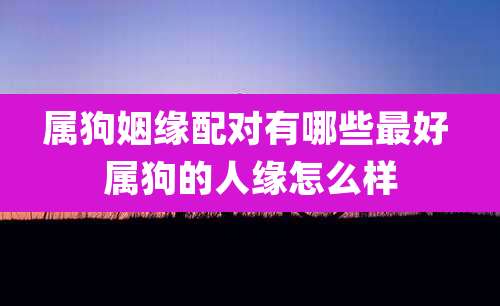 属狗姻缘配对有哪些最好 属狗的人缘怎么样