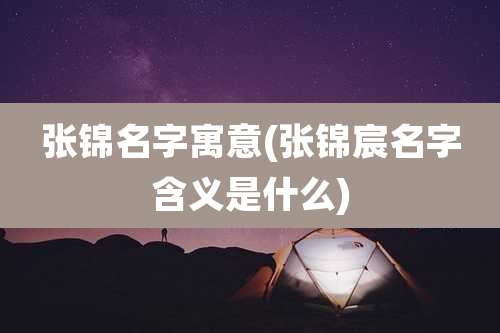 张锦名字寓意(张锦宸名字含义是什么)
