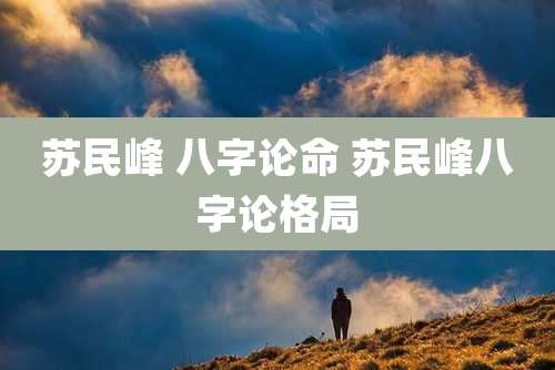 苏民峰 八字论命 苏民峰八字论格局