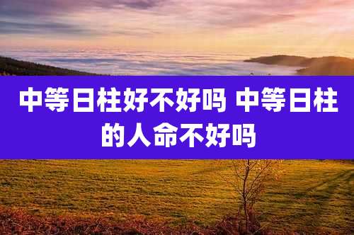 中等日柱好不好吗 中等日柱的人命不好吗
